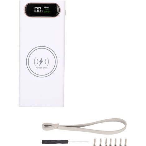 Boîtier Batterie 18650 L16 avec Charge Rapide 22,5W et Charge Sans Fil 15W - 2 Ports USB, Écran LCD, Blanc (1/5)