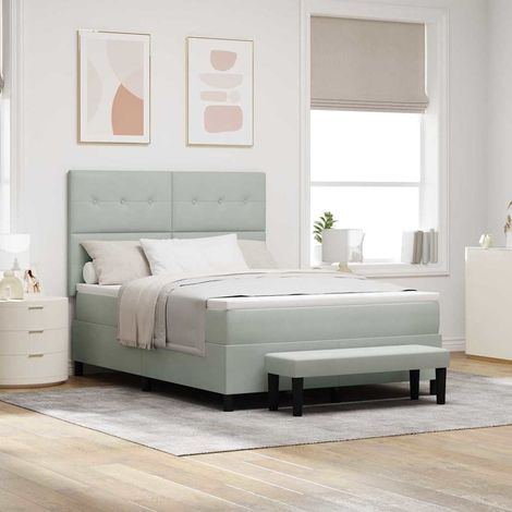 Cama tipo Box Spring Gris claro 200 x 160 cm Terciopelo (1/5)