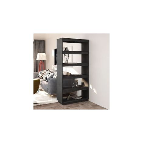 Bibliothèque-Séparateur de pièce Gris 80x35x167 Pin massif (1/5)