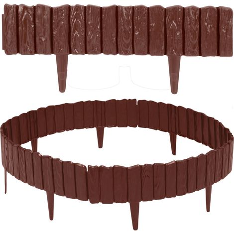 SWANEW 4 pezzi Bordi per prato in legno Bordi per prati Bordi per letti in plastica per giardino, prato 2.3 m Marrone (1/5)