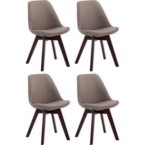 Lot de 4 chaises de salle à manger design scandinave en tissu taupe et piètement à 4 pieds en bois foncé 100008563 (1/4)