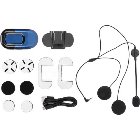 Motorradhelm mit Bluetooth 5.0, Kopfhörern, Geräuschunterdrückung und Wasserdichtigkeit – Blau