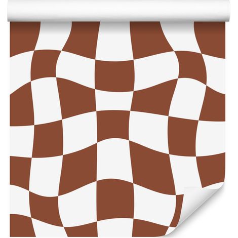 Papier peint à damier décontracté orange et blanc 50x1000 cm (1/5)