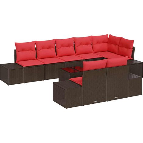 Set Divano da Giardino con cuscino 9 pcs Marrone polyrattan vidaXL