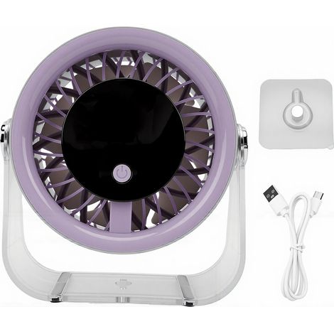 Ventilateur de bureau 5W, 5 vitesses, orientable à 360°, rechargeable par USB, fixation murale, pour table, gris (1/5)