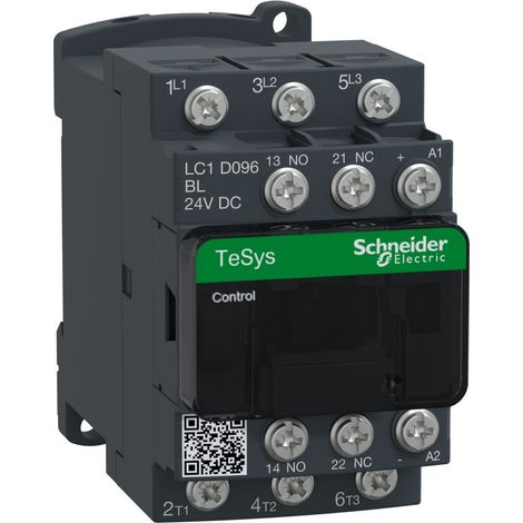 Contacteur Schneider Electric, 3 pôles , 1 N/F + 1 N/O, 9 A, 24 V c.c., 5,5 kW ( Prix pour 1 ) (1/3)