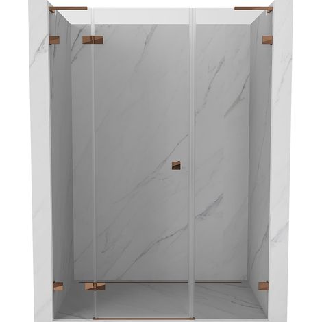 Mexen Lunar L porta doccia a battente sinistra 140 cm, trasparente, oro rosa - 834SL-140-050-60-00-L (1/5)