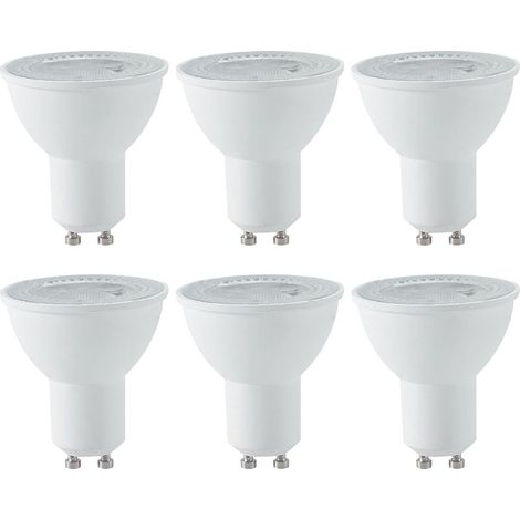 Lot de 6 ampoules LED GU10 5W (avec lentilles) - Température de couleur : 3000 K, lumière chaude - Sans scintillement