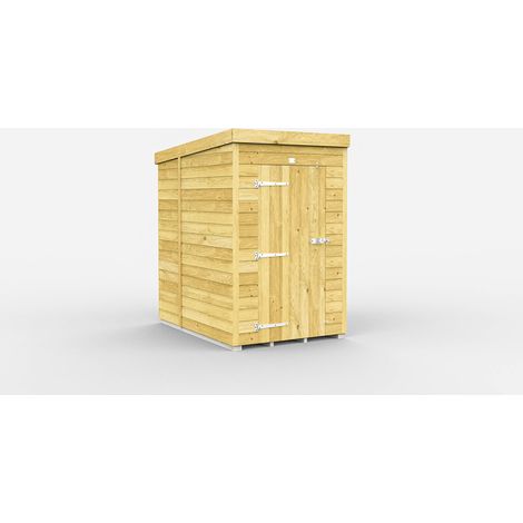4 x 7 Feet Pent Shed - Single Door Without Windows - Wood - L214 x W127 x H201 cm
