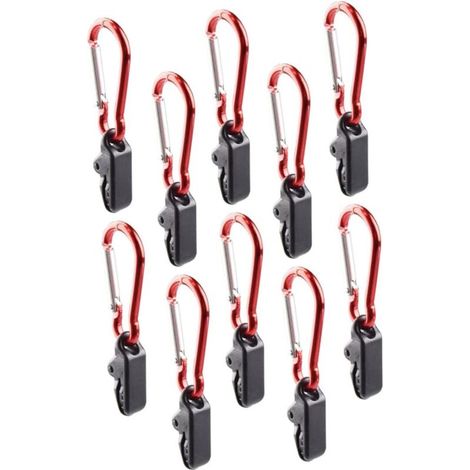 Lot de 10 pinces crocodiles pour tentes, barbecues et accessoires de camping. Comprend un mousqueton et une pince pour auvent. - AquaForge (1/5)