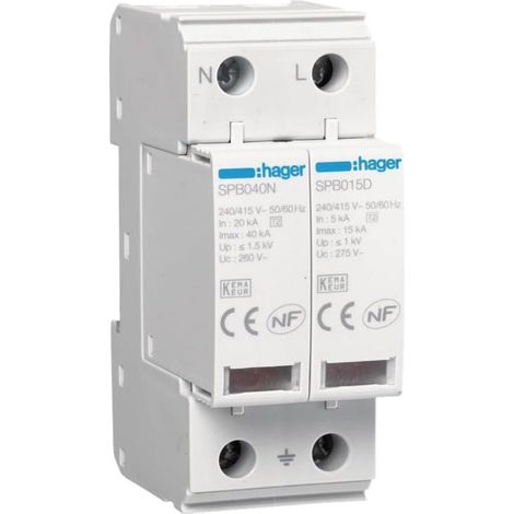 Hager SP215D Parafoudre 2P débrochable 15KA type 2 avec voyant fin de vie
