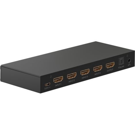 HDMI™-Umschaltbox 4 auf 1 mit Audio-Ausgang, 4K@60Hz.