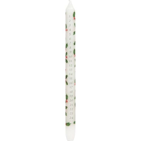 Bougie de l’Avent Blanche Houx de Noël – Calendrier de l’Avent à Brûler Jour par Jour, Décoration Festive pour Table de Noël, 30 cm x 2,2 cm (1/3)