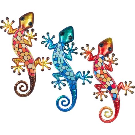 Geckos en métal et verre Mosaique colorée