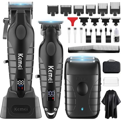 Professional Hair Clippers for Men Cordless Electric T Blades Razor Kit USB Rechargeable with Guide Combs (1/5)