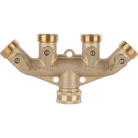 4-Wege-Gartenschlauchverteiler aus Messing G3/4, Kugelhahn-Schlauchadapter, Wasserhahn-Ventilanschluss (1/5)