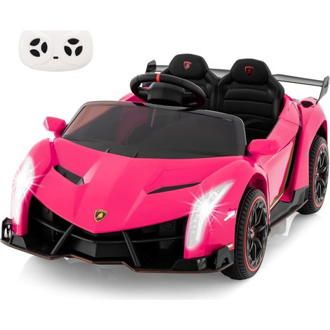 Goplus – Voiture électrique enfant 3-8 ans 12V – 1 place – Charge 30kg – Télécommande 2,4G – Multimédia avec ports AUX et USB – Lamborghini rose