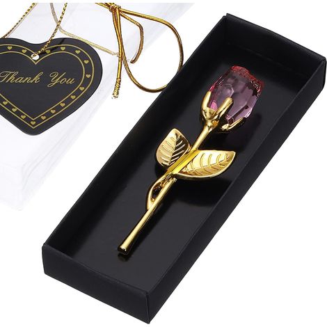 Mini Crystal Rose with Box, Romantic Crystal Roses, Rose Gifts for Birthdays and Valentine's Day, Pink & Gold (1/5)