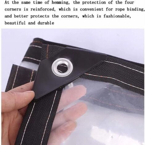 Bâche extérieure transparente et imperméable, bâche pour remorque, grande bâche extérieure avec perforations, bâche de protection, bâche imperméable et résistante aux UV (2x3 mètres). (1/3)
