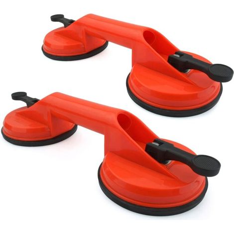 2x Suction Cup Handle, 60kg Lifting Capacity, Double Glass Suction Cup with 2 Suction Cups – Orange (1/5)