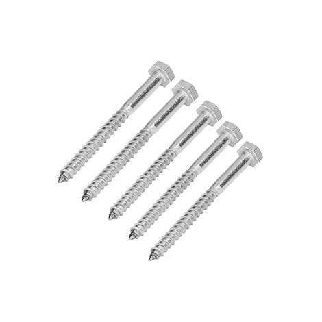 25 Pcs Hex Tête Lag Boulons, 304 En Acier Inoxydable Partielle Filetage Auto-Taraudage Vis pour Maisons En Bois ou Toit Composants (M6 70 mm) (1/5)