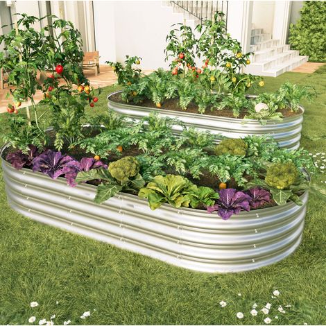 CHICFURN Fioriera rialzata 180 x 90 x 30 cm in metallo nero senza fondo per giardino (1/5)