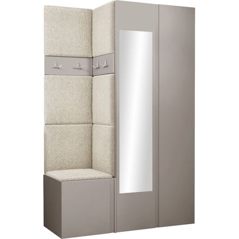 Conjunto para recibidor Pinis XXVI, Abriamo 3, 186x116x46cm, Espejo, Aglomerado laminado, Tapiz, Colocada, Montada en la pared