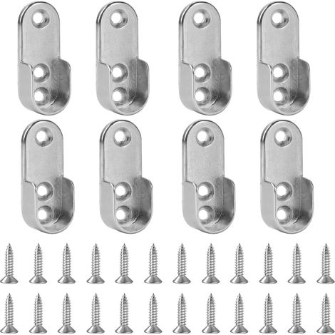 8-teiliges Kleiderstangen-Befestigungsset mit Schrauben  Ovale Metall-Gardinenstangenhalterung, Kleiderstangenhalterung für Kleidung, Schrankstangen und Schrankrohre (1/5)