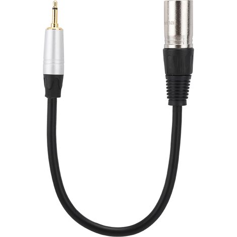 Câble adaptateur plaqué or 3,5 mm mono mâle vers XLR 3 broches mâle, boîtier en alliage de zinc et revêtement extérieur en PVC, 0,3 m