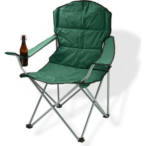 Chaise pliante avec porte-boissons - couleur verte