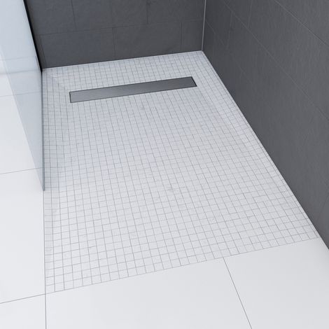 receveur de douche a carreler 80x120cm recoupable sur mesure avec bonde caniveau rainy linear 120