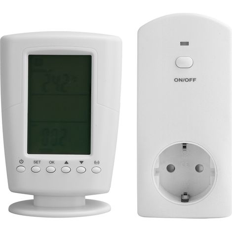 Thermostat LCD avec Télécommande Sans Fil, Prise Programmable 230V 16A 3680W Max, Contrôle de Température (1/5)