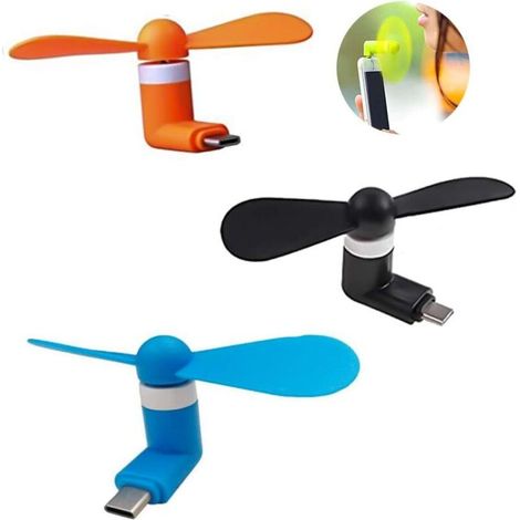 Ventilatore portatile a 2 pale, per cellulari, mini ventilatore, adatto a smartphone con porta Type-C (3 pezzi) - Fei Yu (1/5)