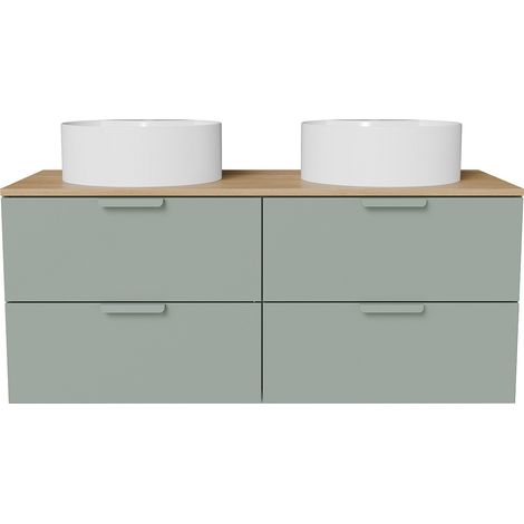 Mobile bagno sospeso con lavabo da appoggio rotondo Verde acqua L120 cm - AVORELI (1/4)