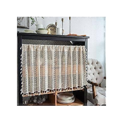 Rideaux bohèmes à pompons, rideaux multifonctionnels pour la cuisine (150 x 91 cm) (1/5)