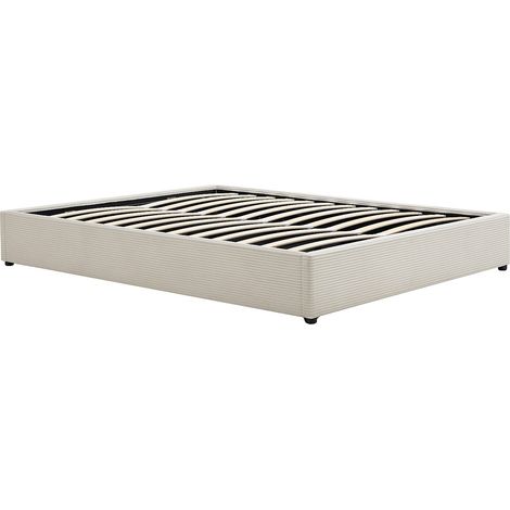 Sommier coffre 140 x 190 cm en velours côtelé - Beige - FIRMEO de YSMÉE
