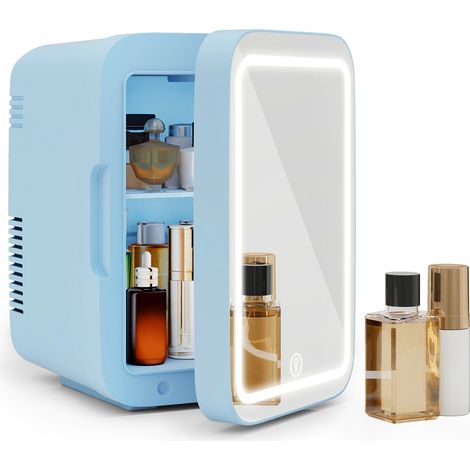 4L Portable Mini Fridge, Car Refrigerator with LED Mirror, Cooler and Warmer, Bedroom, Drink, Food