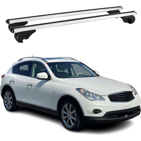 OMAC Aluminium Dachträger Querträger für Infiniti QX50 I 2013-2017 – TÜV / DIN 75302:2019 – Abschließbar – Max. 75 kg – 2 Stangen Silber (1/5)