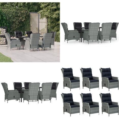 Ensemble à manger de jardin 7 pcs Gris clair Résine tressée - Salle à manger de jardin - Chaises de jardin (1/5)