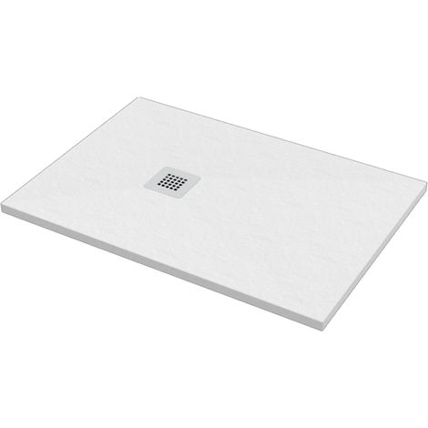 Rechteckige Duschwanne 70x90cm ERCOS Serie Stone BPMAROSTON7090  Opak Weiß - Marmorharz - Mit Geberit Ablauf Ø 90