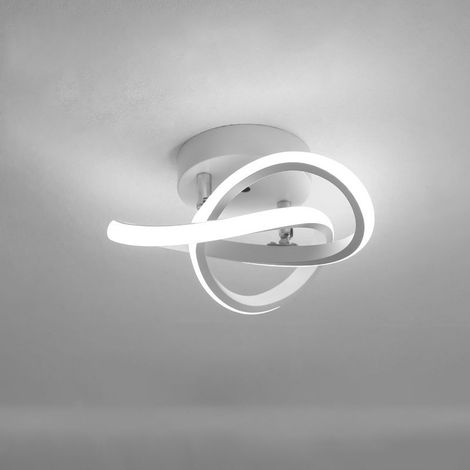 Plafonnier LED moderne, 12 W, 2 500 lm, blanc, pour chambre à coucher, cuisine, balcon, salon, couloir, blanc 6 500 K, diamètre 29 cm [Classe énergétique E]