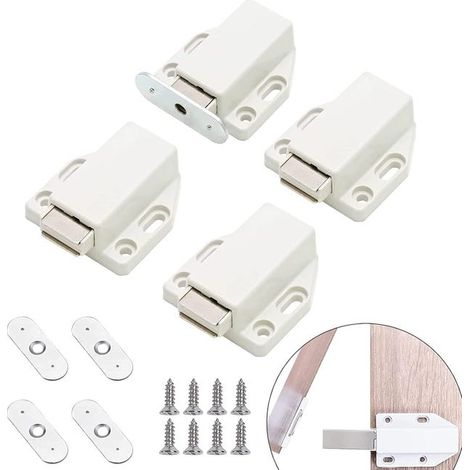 royaluxe - Lot de 4 ouvre-porte à pression Push to Open - Pour portes - Mise à niveau Softclose - Amortisseur de porte magnétique - Pour portes d'armoire (1/5)