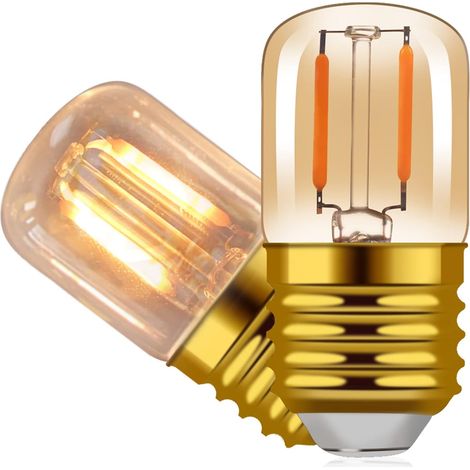 Ampoule veilleuse LED ambre E26 1W, mini tube T28 2200K lumière chaude, équivalent à une ampoule incandescente de 10W, non dimmable, lot de 2. (1/5)