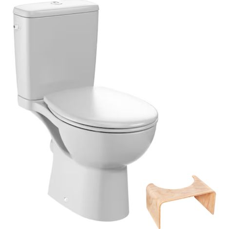 WC à poser sans bride JACOB DELAFON Gaspard + Tabouret physiologique bois