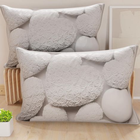 Lot de 2 Taies d'Oreillers 80x40 cm 100% Microfibre Hypoallergénique, Housse Oreiller Rectangulaire Shabby Blanc, Paquet de 2