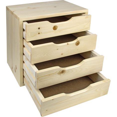 Universal Schubladenbox Holz / Holzbox SB4 mit 4 Schubladen Nachttisch