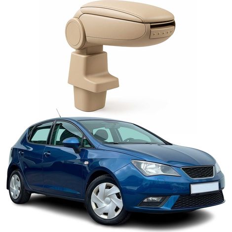 OMAC Accoudoir pour Seat Ibiza 2008-2017 - Snap-On - ABS + Simili Cuir - Aucune Perçage ou Installation - Installation Facile Beige (1/5)