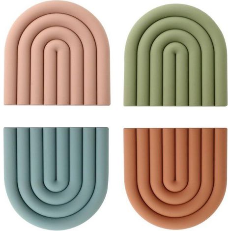 Lot de 4 Base en silicone, Couvercle coloré, Résistant à la chaleur, Antidérapant, Pour cuisine