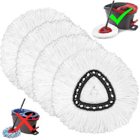 Adecuado para paquetes de 4 cabezales de repuesto para el sistema O-Ceda Easy Wring Spin, recambios de microfibra, cabezal de repuesto fácil de limpiar. (1/5)