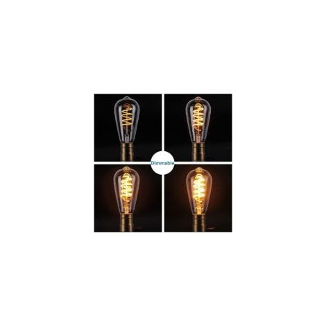 Vintage Edison E27 LED-Glühbirne ST64, flexible, gebogene LED-Spiralglühbirne, antikwarmweiß, entspricht 40 W - Crezuo